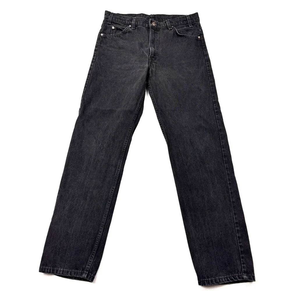 Vintage Levis 505 Orange Tab Faded Black Straight Leg Jeans Mens 36x32 515 Stamp